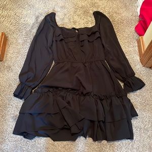 black ruffled dress